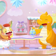 Two Pokémon laugh over tea in Pokémon Cafe Remix.